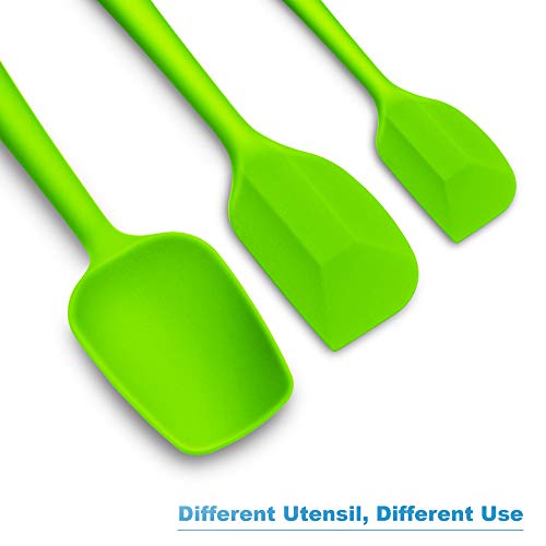 3-Piece Silicone Spatula Set, 600°F Heat Resistant, Green - color: E-Green