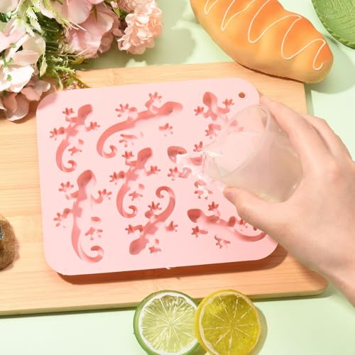 Airssory 2 Pcs Gecko Silicone Molds 17.5x15.7x1.4cm Candy Making Fondant Soap Resin Craft Animal House Lizard Mold for Home Bakers Crafters - color: Gecko Silicone Molds