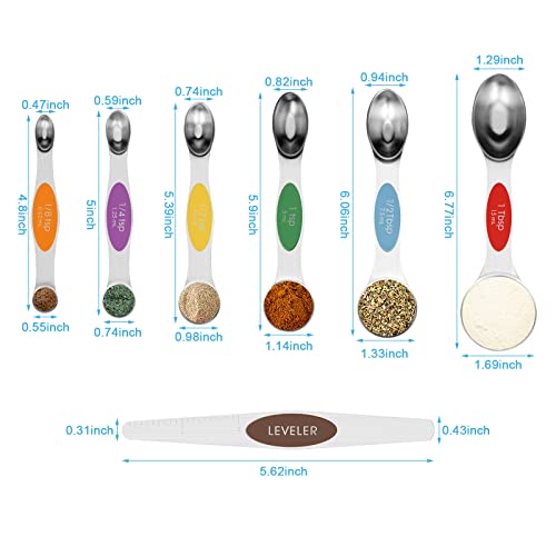 Aovchei 7 PCS MultiColor Magnetic Measuring Spoons Set - size: 7pcs-colorful