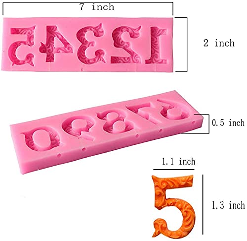 Number 0-9 3D Embossed Fondant Gum Clay Silicone Molds Set with Stick Hole
