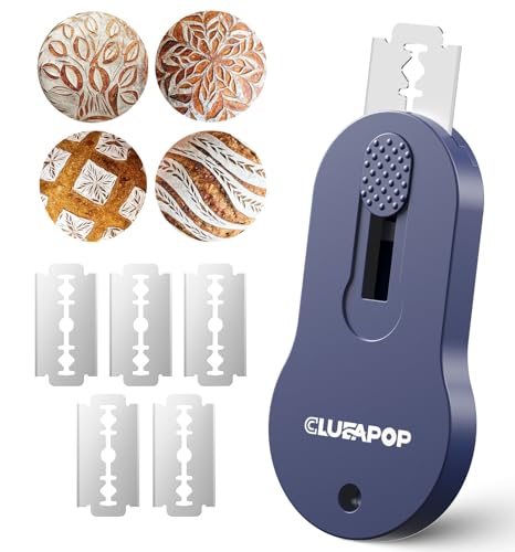 CLUEAPOP Extractable & Magnetic Bread Lame Dough Scoring Tool,Sourdough Scoring Tools,Bread Dough Cutter Slashing Razor Tool,5 Razor Blades,Bread Baking & Making Tools Supplies Accessories - color: Navy Blue