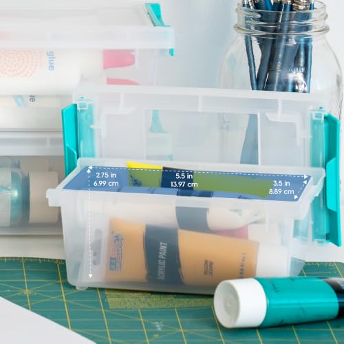 IRIS USA Storage Bins with Lids |Made in USA| 1 Qt - (6-Pack) - Clear - color: Clear/Seafoam Blue, size: 1 Qt. - 6 Pack