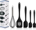 ADBI's Box Silicone Spatula Cooking Utensils Set, 5-Piece (BLACK) - color: Black
