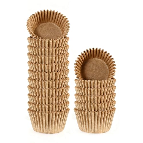 400 Pcs Mini Natural Cupcake Liners, Muffin Paper Baking Cups - color: Natural