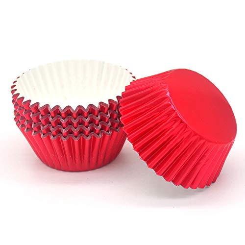 Standard Red Foil Cupcake Liners Muffin Baking Cups for Party and More, 100-Count - color: Red