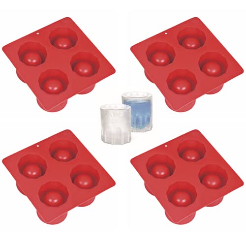 4 Pcs 4-Cavity Ice Cubist Ice Shot Glass Molds,Red