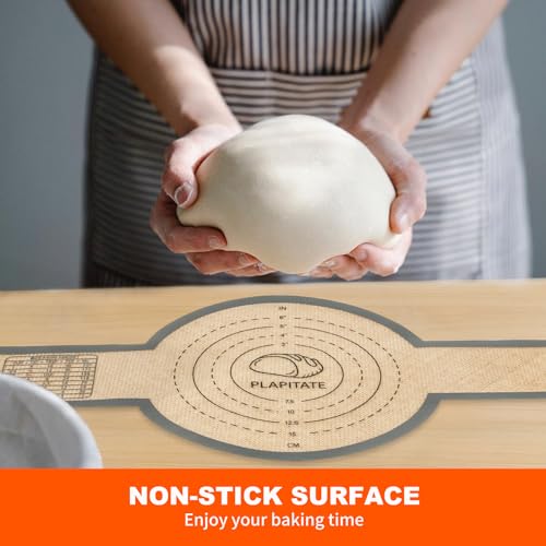 PLAPITATE Silicone Bread Sling Dutch Oven Liner, Non-Stick & Easy Clean Reusable Oval and Round Silicone Bread Baking Mat with Long Handles, Easy to Transfer Sourdough Bread - 2 Gray Set - color: Gray Oval and Round