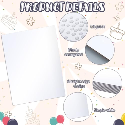Skyygemm 12 Pcs 17 x 25 Inch Rectangle Cake Boards Half Sheet Cake Board Corrugated Single Wall Base for Pizza Dessert Base Pastries Food Bottoms Party Display Supplies Grease Proof Cardboard, White - size: 17 x 25 Inch