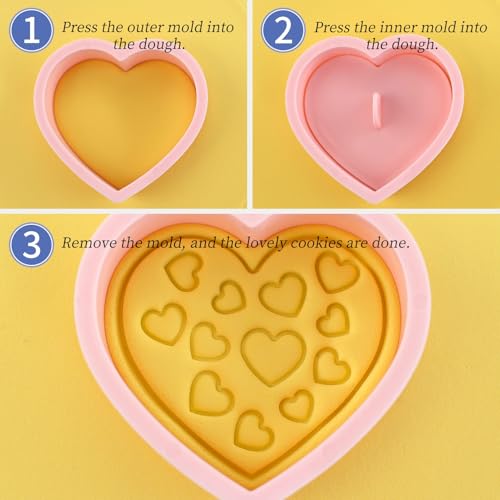 10Pcs Heart Cookie Cutters Rose Love Pattern for Valentine's Day Baking - color: Valentines F-10