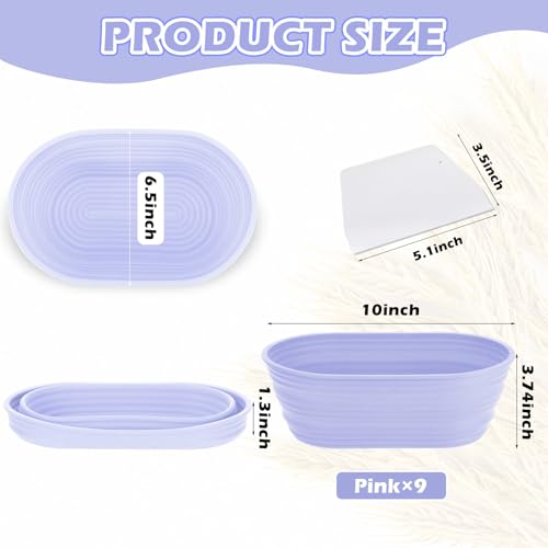 Nuogo 9 Pack Collapsible Silicone Oval Bread Proofing Baskets Bulk, Purple - color: Purple