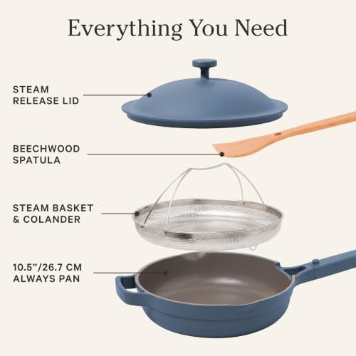 Our Place Always Pan 2.0, 10.5" Ceramic Nonstick Pan, 2.6 Qt - color: Blue Salt, size: 10.5"