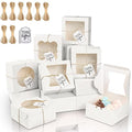 KPOSIYA 65PCS Bakery Boxes with Window 6x6x3 Inches 5 Style Cookie Boxes Small Pastry Boxes for Candy, Dessert, Pastry, Donuts, Birthday Party, Wedding(White) - color: White