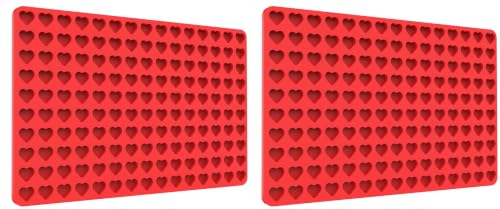 Mini Heart Chocolate Candy Molds Silicone, Silicone Heart Gummy Molds Fondan Molds with Scraper (S) (Pack of 2) - size: small (Pack of 2)
