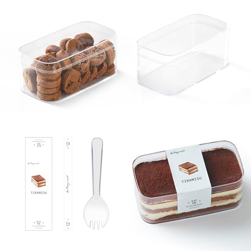 Plastic Dessert Cups with Lids and Sporks,Stickers,Tiramisu Containers,Cookie Containers,Clear Food Containers for Fruit,Pudding,Mousse, Tiramisu Cups With Lids (30pcs,Clear,4.6 * 2.4 * 2 in) - size: 4.6*2.4*2in