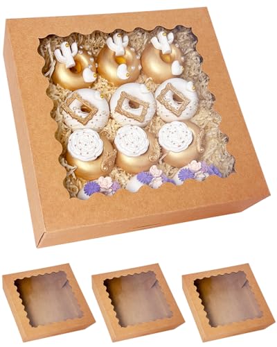 Bakepacker Auto-pop Up Pie Boxes With Window 12x12x3'', 10pcs Brown - color: Brown, size: 12x12x3, 10Pcs