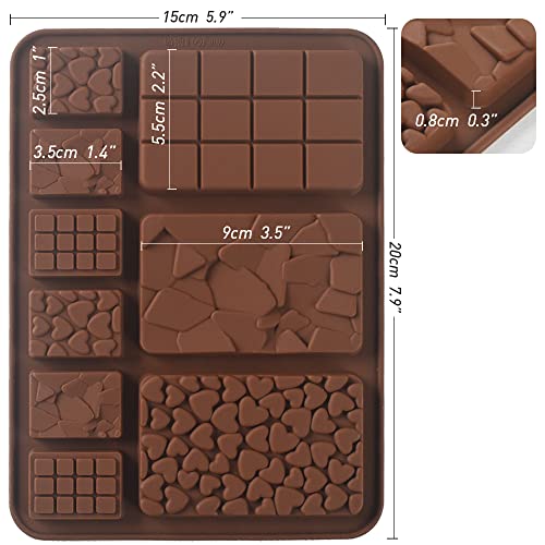 Break Apart Silicone Chocolate Molds, Chocolate Bar Molds, Homemade Protein and Energy Bar Molds, 5 Packs