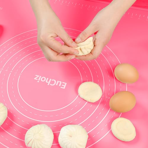 Silicone Pastry Non Stick Baking Mat 24"*16" Dough Rolling Edge Heightening - color: Pink, size: 24"L x 16"W