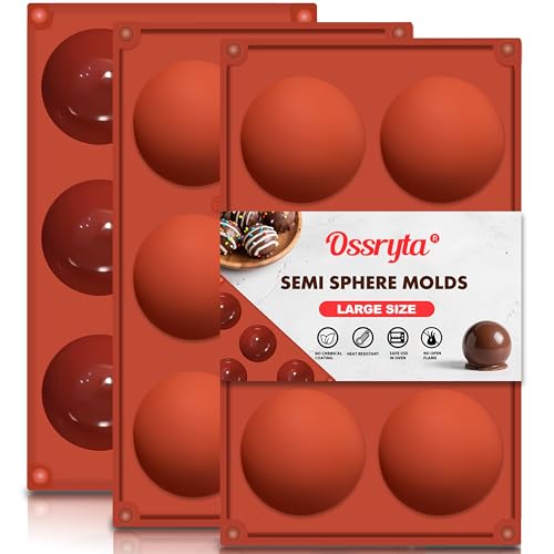 6-Cavity Large Semi-Sphere Silicone Molds - Half Sphere Baking Molds for Chocolate Bombs, Dome Cakes, Candy, Jelly & Mousse - Reusable Non-Stick Chocolate Mold Set (3 Pack) - color: 3Pcs, Large 6-Cavity molds, size: Semi Sphere
