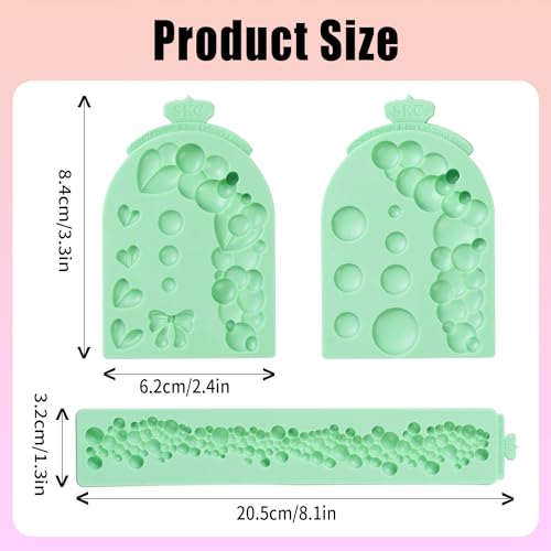 KALAIEN 3 PCS Pearl Bubbles Ball Fondant Molds, Pearl Borders Silicone Mold - color: Arch