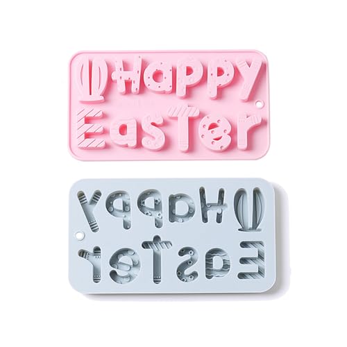 2-Pack Easter Eggs Bunny Molds for Baking Easter Treats Chocolate, Cake, Jelly, Fudge, Pudding - style: Easter Happy