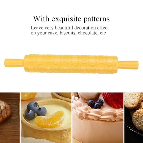 Embossed Fondant Rolling Pin,PP Plastic Pattern Roller with Dual Handles for Cookies,Pastry,Cake Decor,14.37 x 1.97 in(Honeycombs) - size: Honeycombs