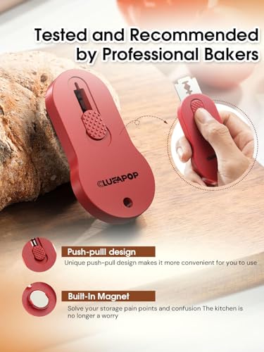 CLUEAPOP Bread Lame, Magnetic Storage Sourdough Scoring Tool With 5 Individual Blades For Artisan Bread, Essential Sourdough Baking Supplies, Scoring Knife for Bread Baking - color: Red