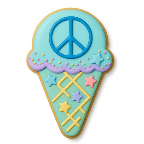Ice Cream Cone Cookie Cutter with Waffle Cone Detail – 4x2.56 Inches, Summer Treat Baking Mold (Random Color)