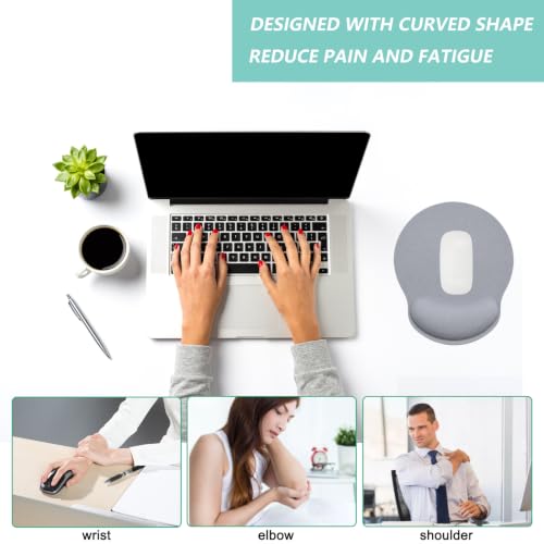 Mouse Pad with Wrist Support, Ergonomic Mouse Pad with Memory Foam Wrist Rest Cushion, Non-Slip Rubber Base Gaming Mice Pad for Home Office Computer Laptop, Light Grey - color: Light Grey