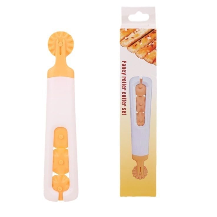 4-in-1 Pastry Wheel Cutter Set, Interchangeable Dough Roller Cutter with 4 Decorative Wheels, PP Pie Crust Cutter for Ravioli, Cookies, Fondant, Pizza Dough and Baking, Gift Box Pack