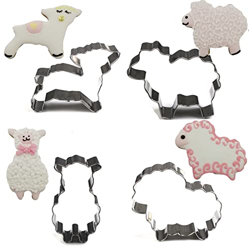 Sheep Shaped Cookie Cutters Set Stainless Steel 4Pcs
