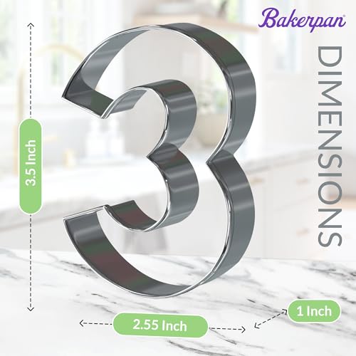 Bakerpan Stainless Steel Number 3 Cookie Cutter, 3 1/2 Inch - Set of 2 - style: Three