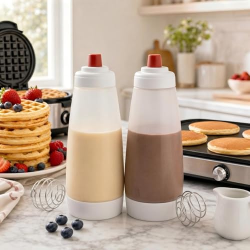 Pancake Batter Dispenser, 2 Pack 1000ml Pancake Batter Dispenser Bottle