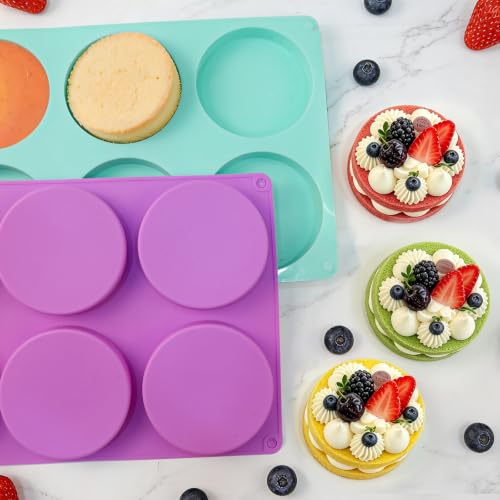 Silicone Muffin Top Pan, 2 Pack Round Silicone Mold for Baking 12-Cavity