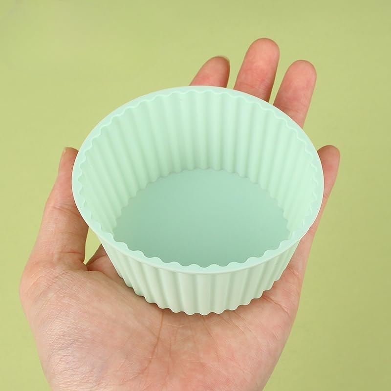 Silicone Baking Cups, 10 Reusable Nonstick Cupcake Liners, Premium Muffin Molds - Stand Alone Cupcake Holders 10 Designer Colors