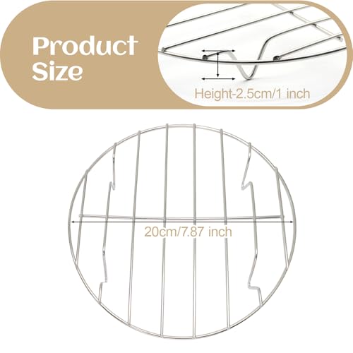 7.87" Round Cooking Rack, 2 Pcs, Stainless Steel - size: 7.87”