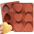 (2 Pack) 6 Holes Heart Shaped Silicone Mold For Chocolate Cake - Heart Silicone Mold for Making Jelly Pudding Handmade Soap Mould Candy Making - color: 2pc- 6 Cup Heart (Chocolate)