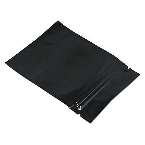 100 Pack 5.5x7.9 inch Opaque Black Reusable Resealable Mylar Bags - color: Black, size: 5.5x7.9 inch