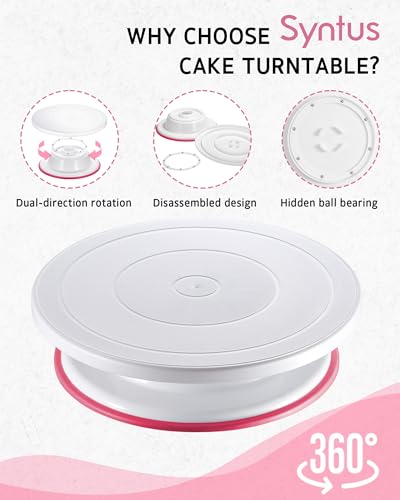 Syntus 65 PCs Cake Decorating Kit with Cake Stand, Cake Baking Supplies - color: Rose Pink