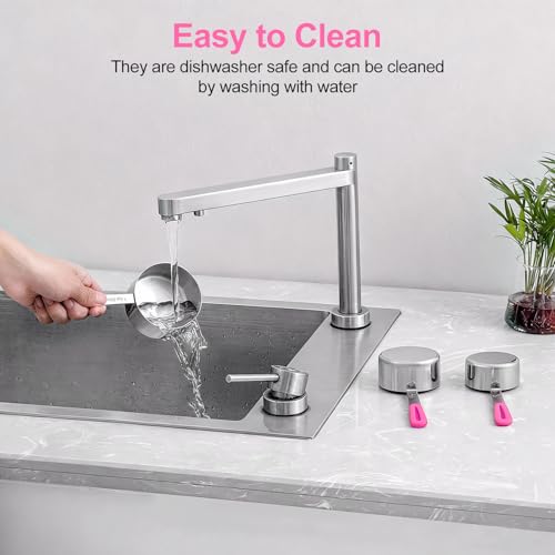Bopei 10-Pcs Stainless Steel Measuring Cups & Spoons Set, Pink Handles - color: Pink