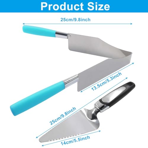 Blue Cake Slicer, 2 Pieces, Stainless Steel Cake Server Cutter - color: Blue