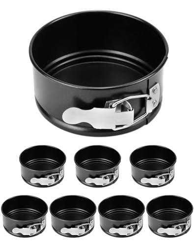 QWORK 4 Inch Springform Pan Set, Nonstick, Leakproof Mini Cheesecake Pans with Removable Bottom, Carbon and Stainless Steel Construction, 8 Pcs