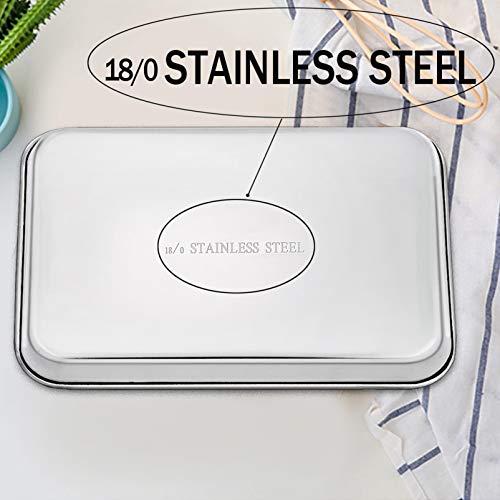 TeamFar Baking Sheet Set of 4, Stainless Steel Baking Pan Cookie Sheet
