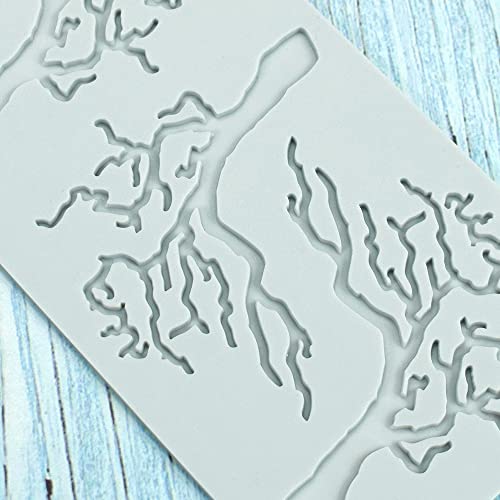 Silicone Mold Hollow Love Heart Shape Tree Leaf Lace Molds Chocolate Candy Fondant Mold 3D Tree Branch Leaves Cake Fondant Silicone Mold Clay Mould for Cupcake Top Sugar Craft (B_8.12x3.2x0.12inch) - size: B_8.12x3.2x0.12inch