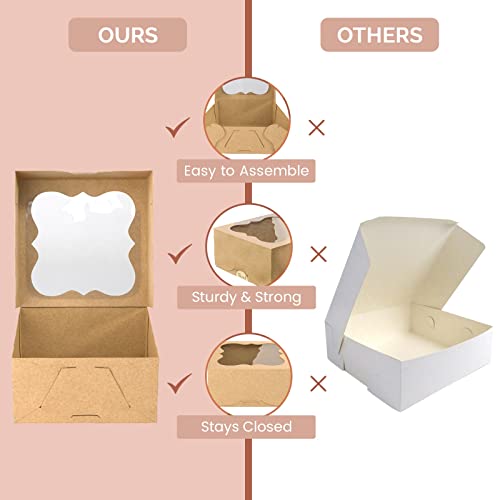 20 Pack 6x6x3in Cookie Boxes with Window, Pastry Boxes for Baked Goods