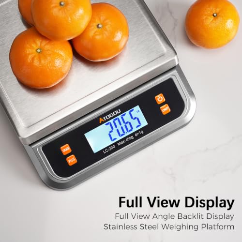 Atogou 88lb Food Scale, Commercial Kitchen Scale Plug-in Usable - size: Grey 88 lb (40 kg)