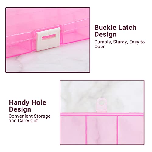 Small Compartment Organizer Case, 4PCS 15-Grid Adjustable Plastic Box with Dividers, Acrylic Fake Nail Charms Bead Rhinestone Jewelry Holder, Craft Screw Hardware Parts Empty Storage Container - color: 4PCS-Blue Buckle & Pink & Orange & Blue, size: Small-