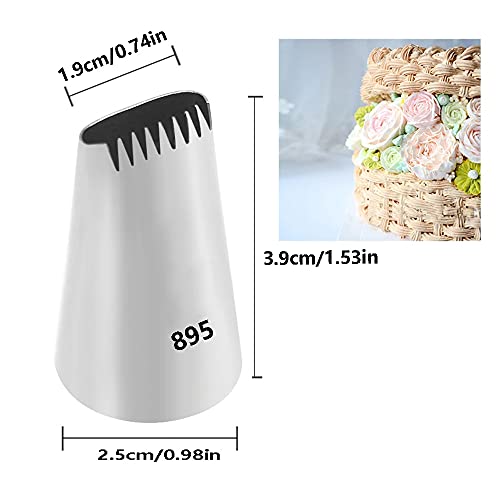 Large Piping Tips Set,Icing Tips with 1M Open Star Decorating Tip,2D Drop Flower Frosting Tip,1A Round Pastry Tip and 895 Basketweave Piping Tip for Cake Cupcake Decorating,4 Pcs - color: Type 4