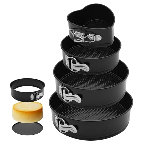 Springform Cake Pan Set,Non-Stick Springform Pans Set of 4 - color: BlackX4