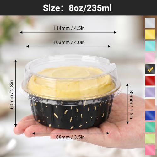 EUSOAR Aluminum Muffin Cups with Lid, 30 pack 8oz Muffin Liners Cups with Lids, Disposable Foil Ramekins, Aluminum Cupcake liners, Creme Brulee Ramekins, Aluminum Foil Cupcake Baking Cups Holders Pans - color: Black Meteor Shower, size: 30pcs, 8oz