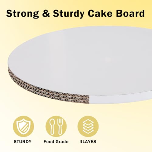 Trwcrt 10 PCS Cake Boards 12 Inch Round, Cake Drums 1/2 Inch Thick Sturdy Multiple Layers Smooth Edged for Birthday Wedding Party Displays - size: 12inch